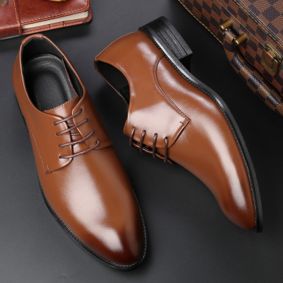 Men's dress shoes black tie businessmen leather shoes