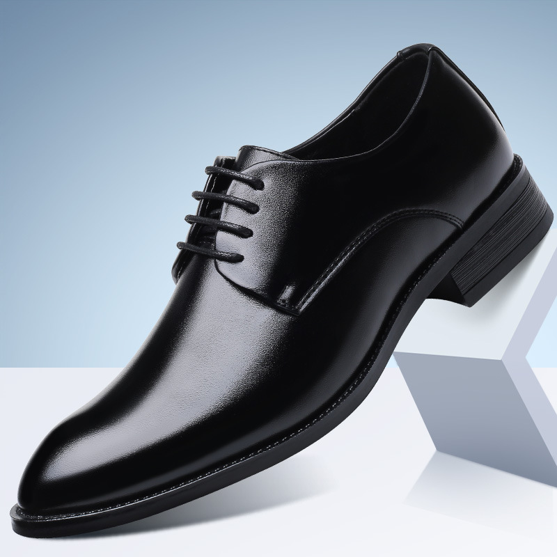 Men's dress shoes black tie businessmen leather shoes