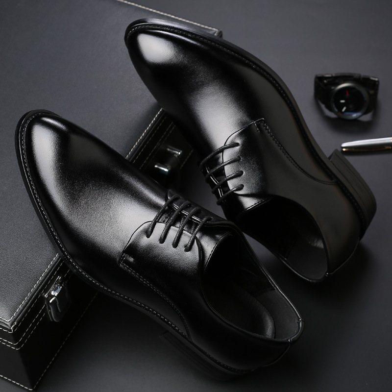 Men's dress shoes black tie businessmen leather shoes