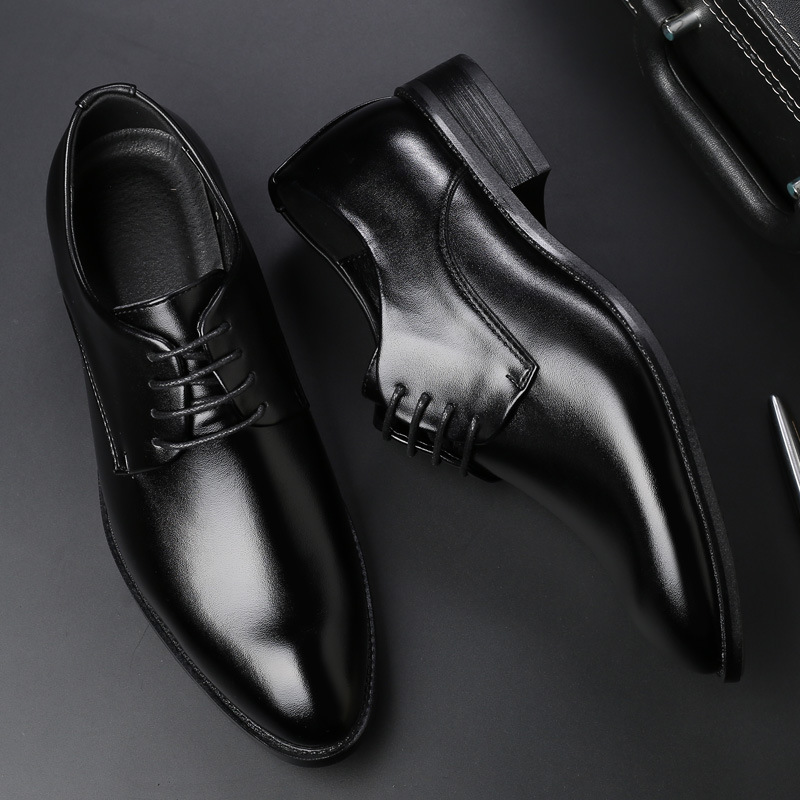 Men's dress shoes black tie businessmen leather shoes